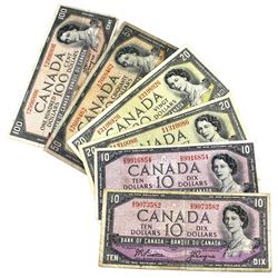 1954 Bank of Canada 2x $10, 2x $20, $50 & $100 Modified Portrait Notes All Beattie-Coyne Signature E
