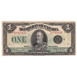 1923 DC-25o $1, Dominion of Canada, Black Seal, Group 4, F-VF (Tears).