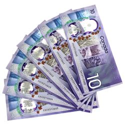 2017 BC-75 Bank of Canada $10 Notes Wilkins-Poloz Signatures with Consecutive Serial Numbers CDC0312