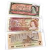 Image 1 : 1954, 1974 & 1986 Bank of Canada $2 Notes with 3 & 4 Digit RADAR Serial Numbers - 1954 BC-38d 3 Digi