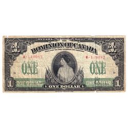 1917 DC-23b $1, Dominion of Canada, No Seal, VG (Tears and Holes).