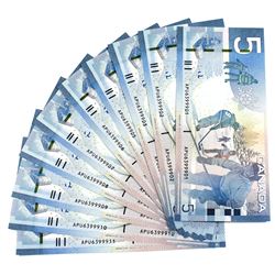 2008 BC-67b Bank of Canada $5 Notes Jenkins-Carney Signatures with Consecutive Serial Numbers APU639