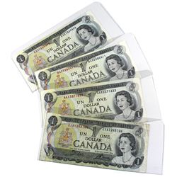 1973 Bank of Canada $1 Replacement Notes Prefixes AAX, BAX, EAX with a Test Note Prefix EXA - All Cr