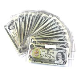 Estate Lot of 1973 Bank of Canada $1 Notes Lawson-Bouey Signatures. You will receive 6x prefixes wit