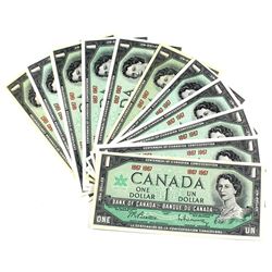 1867-1967 Bank of Canada Centennial Commemorative No Serial Number Notes. 11pcs