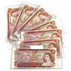 Estate Lot of 1974 Bank of Canada $2 Notes Lawson-Bouey Signatures with 3 Letter Prefixes - AGL, 2x