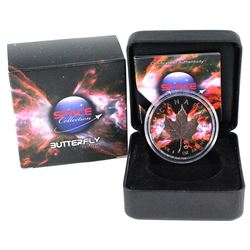 Special Edition 1oz Silver Maple Leafe with specialized Black Ruthenium & Rose Gold finish. Part of