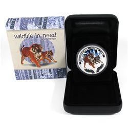 2012 Tuvalu 1oz Silver Proof colourized Siberian Tiger, a part of the Wildlife in need series. Limit