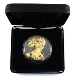 2015 United States $1 1oz Silver eagle "Blackout Collection" 24K Gold on Relief and Black Ruthenium