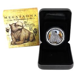 2014 Australia $1 Megafauna - Diprotodon 1oz .999 Fine Silver Coloured Coin. (TAX Exempt)