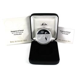 2011 Australia $1 Kangaroo at Sunset with F15 Privy Mark 1oz Fine Silver Coin (Outer sleeve has stic