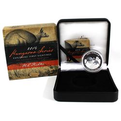 2014 Australia $1 Explorers' First Sightings - Kangaroo Series 1oz Fine Silver Proof Coin. (TAX Exem