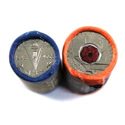 2004 25-cent Poppy & 2005 5-cent Victory Original Rolls of 40pcs. 2 rolls