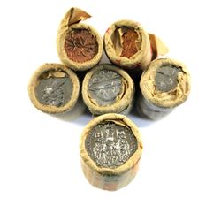 *1968 Canada Original Rolls - 2x 1-cent, 3x 5-cent & 50-cent. 6pcs