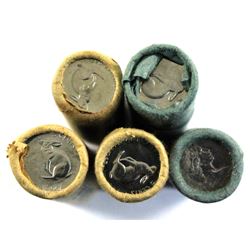 1967 Canada 5-cent Rolls of 40pcs. 5 rolls