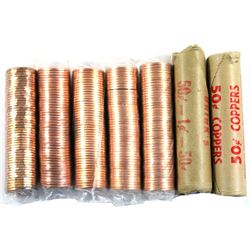 *1977, 1979, 1991, 1998, 2000, 2003 & 2008 Canada 1-cent Rolls of 50pcs (Some end coins are toned).