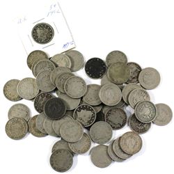 Early 1900's with Some Late 1800's Mixed Date USA Liberty Head Nickels. 57pcs