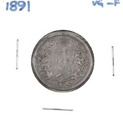 1891 Canada 25-cent VG-F *Key Date* Nice natural gun metal grey tones.