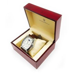 Men's Luxury Stockwell Automatic Watch Featuring MOON PHASE With Genuine Leather Strap & Gift Box