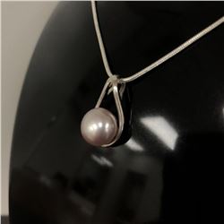 Pearl Mounted Pendant On 925 Snake Link Necklace