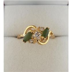Ladies 0.22 ct Marquise Cut Two Green Hued Semi-Precious Gemstone Ring