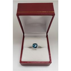 Blue CZ Apatite Gem Stone Mounted On 925 Sterling Silver Ring