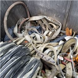 4X4 CRATE STRAPS, RATCHETS 1 TONNE CHAIN FALL HEATER HOSE, SLINGS ,MISC, JACK