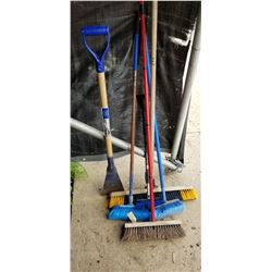 ASSOTMENT OF BROOMS, DECK BROOMS