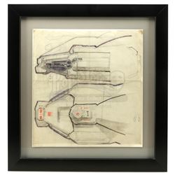 Lot #14 - ALIEN (1979) - Framed Hand-Drawn Ron Cobb Nostromo Cockpit Concept Sketch