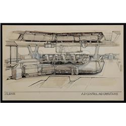 Lot #21 - ALIENS (1986) - Hand-Drawn Ron Cobb A.P Control and Operations Concept Sketch