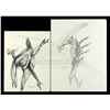 Image 1 : Lot #32 - ALIEN3 (1992) - Pair of Hand-Drawn Runner Concept Sketches by Tom Woodruff, Jr. and Alec G