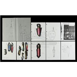 Lot #198 - DEATH BECOMES HER (1992) - Set of Hand-Drawn Potion Vial Designs by John Bell