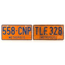 Lot #782 - SUPERMAN (VARIOUS PRODUCTIONS, 1978-1987) - Pair of Metropolis Car License Plates