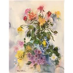 Zina Roitman- Original Watercolor "composition with flowers "