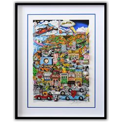 Charles Fazzino- 3D Construction Silkscreen Serigraph "Looneywood"