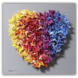 Patricia Govezensky- Original 3D Metal Art on Wood "Heart"