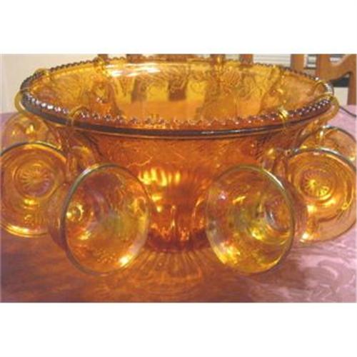 Indiana Marigold Carnival Glass Punch Bowl 1079483