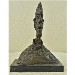 Signed Gia Abstract man Bust Art Deco Marble Sculpture Big Head Bronze Figurine