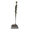 Image 3 : Standing Tall Girl Gia Stick Figurine Bronze Sculpture Marble Base Statue Decor