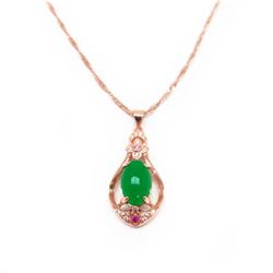 Beautiful Carved Jade Stone Surrounded in Semi-Precious