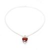 Image 1 : Natural Heart Fire Red Garnet Gemstone Necklace Pendant On 925 Silver Plated Snake Link Chain