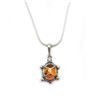 Image 1 : Baltic Amber 925 Silver Plated Tortoise Pendant Necklace On A 925 Silver Plated Snake Link Chain