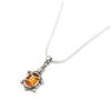 Image 2 : Baltic Amber 925 Silver Plated Tortoise Pendant Necklace On A 925 Silver Plated Snake Link Chain