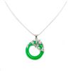 Image 1 : Green Jade Circle of Life Dragon Pendant With 925 Silver Snake Braid Necklace