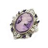 Image 1 : Purple Semi-Precious Floral Cameo Broach Silhouette Of