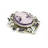 Image 3 : Purple Semi-Precious Floral Cameo Broach Silhouette Of