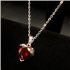 Image 2 : Natural Heart Fire Red Garnet Gemstone Necklace Pendant On 925 Silver Plated Snake Link Chain