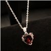 Image 4 : Natural Heart Fire Red Garnet Gemstone Necklace Pendant On 925 Silver Plated Snake Link Chain