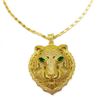 Image 1 : Gold Plated & Bejewelled Lion Head Pendant On 18kt Gold Plated Necklace