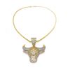 Image 3 : 18Kt Gold Plated .69kt Lab Created Diamond Bulls Pendants On 18kt Gold Twist Necklace